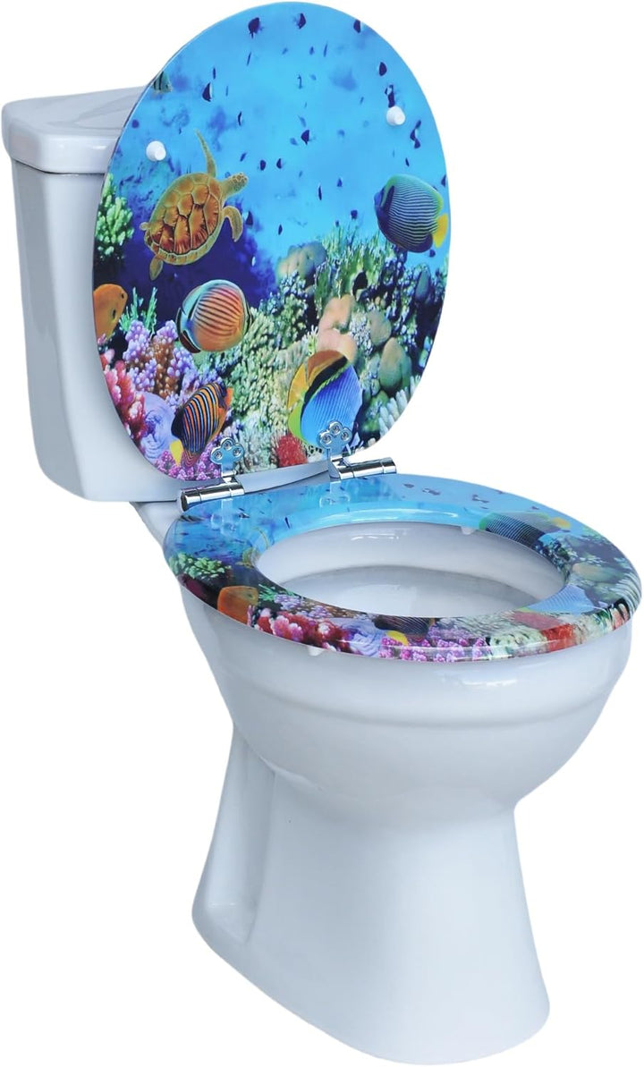 Premium WC-Sitz aus MDF | Mit Geräuscharmer Absenkautomatik & Edler Holzoptik | Universell, Robust &