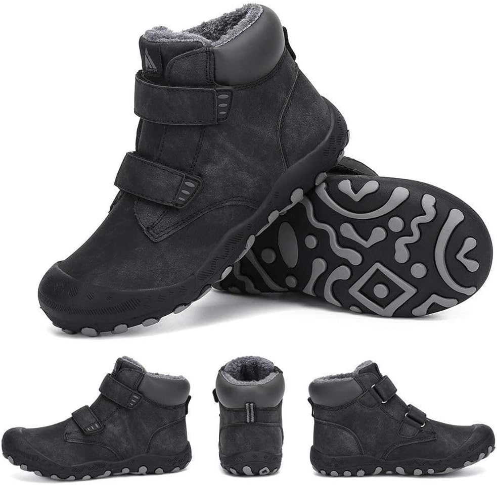 Mishansha Kinder Winterschuhe Gefüttert Winterstiefel für Jungen Mädchen Gr.24-38 30 EU Schwarz, 30