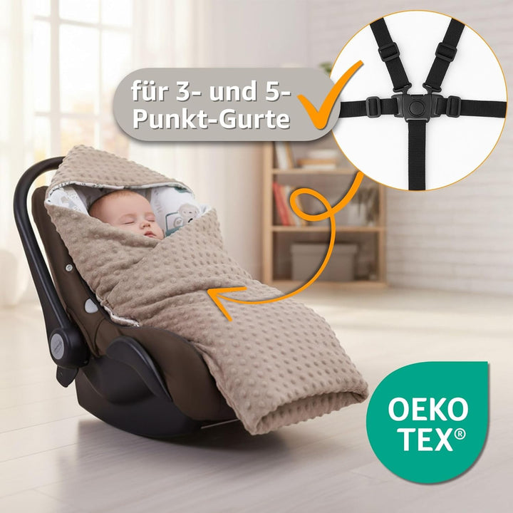 Einschlagdecke Babyschale Decke Kinderwagen 90x90cm - universal Baby Babydecke für Buggy Autositz Ga