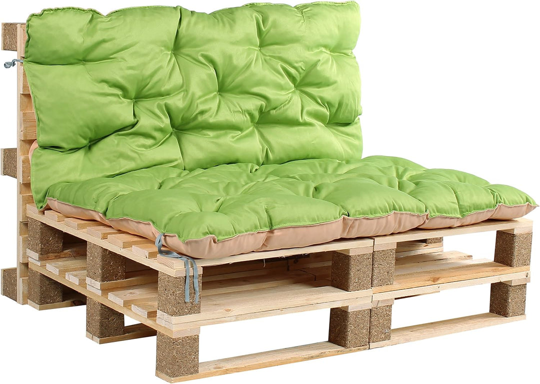 HOMECALL Wendekissen für Gartenpalette mit Rückenlehne, ca. 120 x 140 x 12 cm, mehrfarbig Grün/Beige
