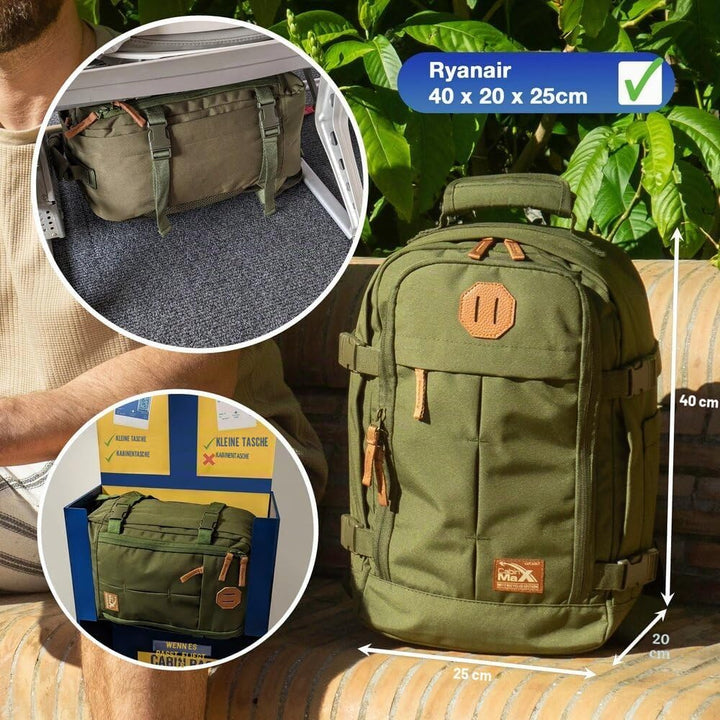 Cabin Max Reiserucksack, 40 x 20 x 25 cm, für Handgepäck – Rucksack mit niedrigem Sitz, geeignet für