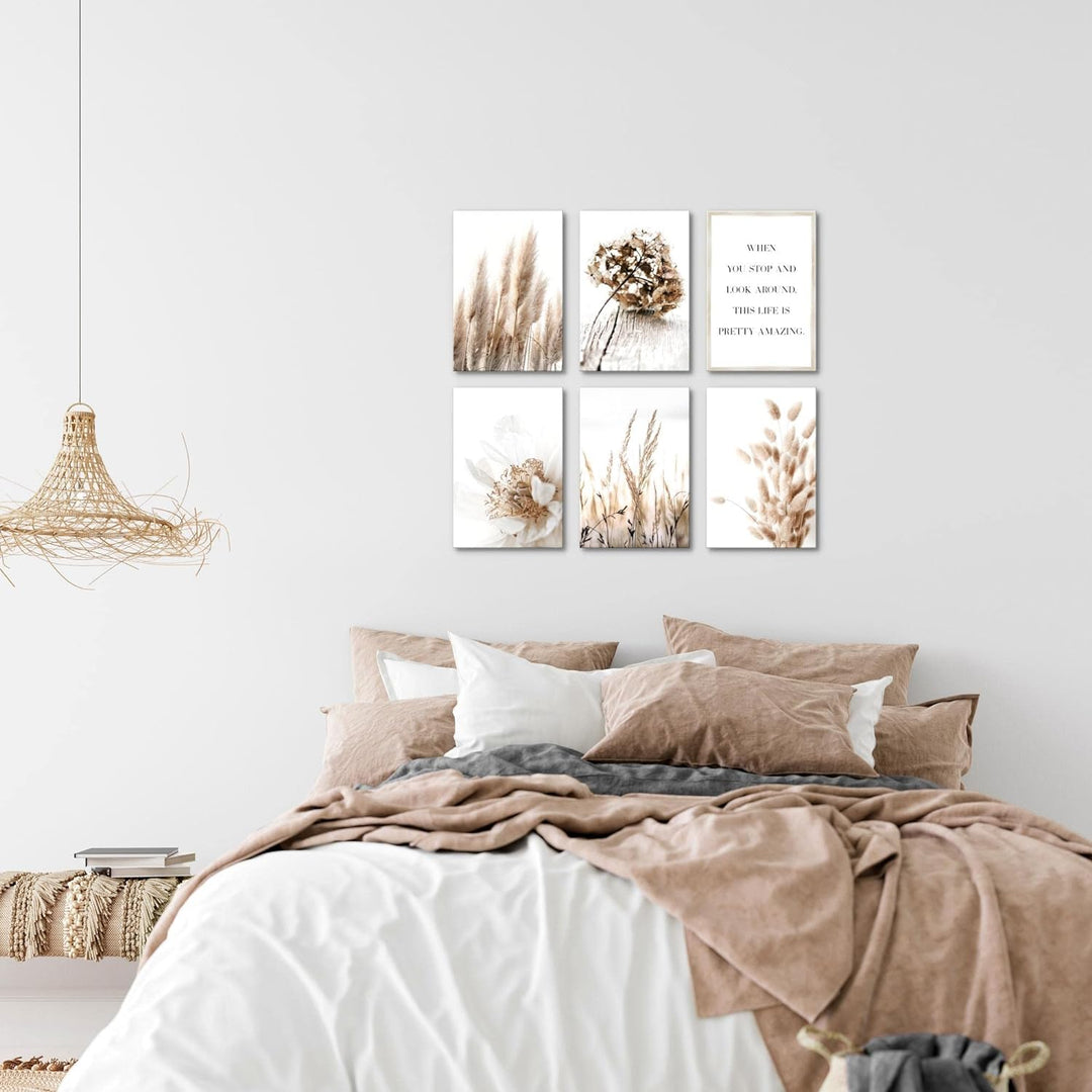 Novart Wandbilder Set - KOMPLETT AUFHÄNGFERTIG - Made in Germany - Moderne Bilder Boho Wohnzimmer Sc
