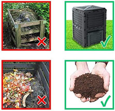 EMAKO Komposter mit Deckel 300L Gartenkomposter dunkelgrün/grau Kunststoff Thermokomposter Compost