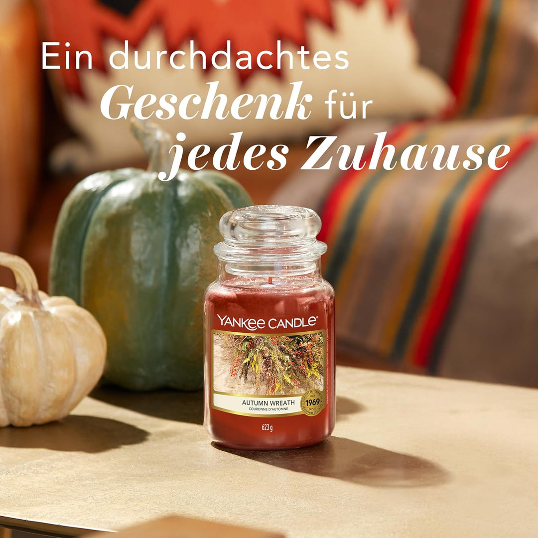 Yankee Candle Duftkerze im Glas (gross) | Autumn Wreath | Kerze mit langer Brenndauer bis zu 150 Stu