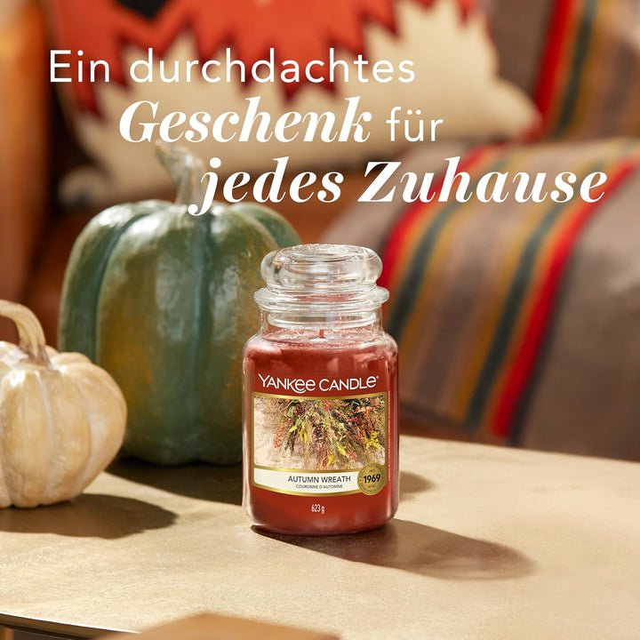 Yankee Candle Duftkerze im Glas (gross) | Autumn Wreath | Kerze mit langer Brenndauer bis zu 150 Stu