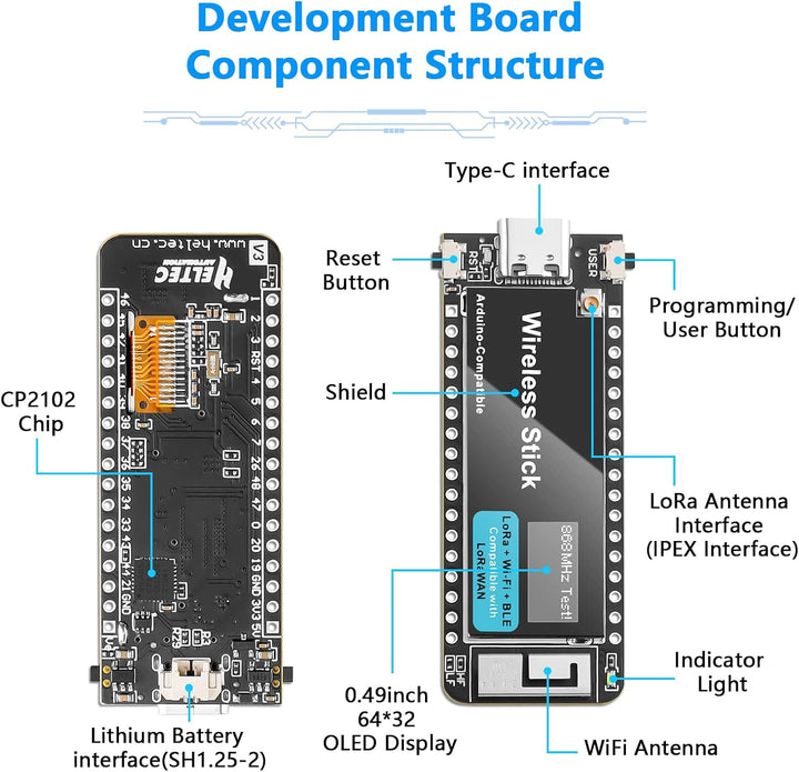 APKLVSR LoRa V3 ESP32 Wireless Stick Entwicklungsboard WiFi+BLE LoRa LoRaWAN 863 928 MHz Unterstützu