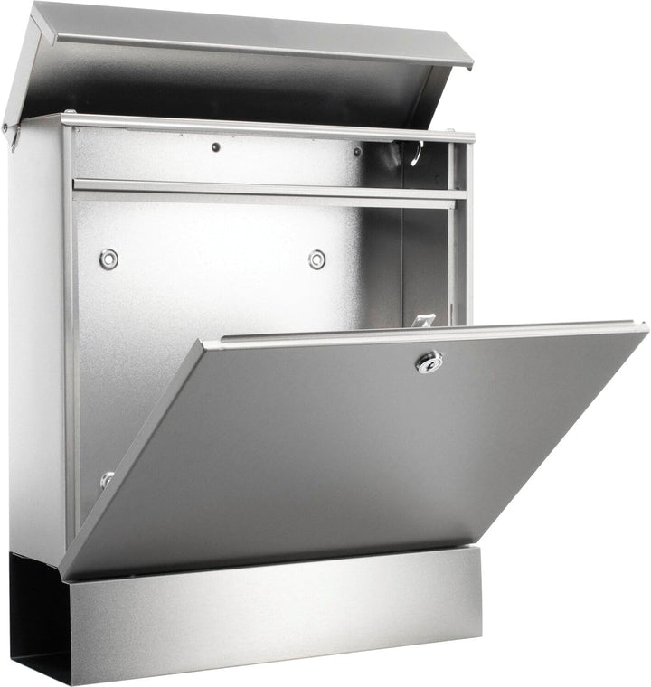 BURG-WÄCHTER Briefkasten Edelstahl mit Zeitungsbox, DIN C4 Einwurf-Format, Mit 2 Schlüssel, Seattle