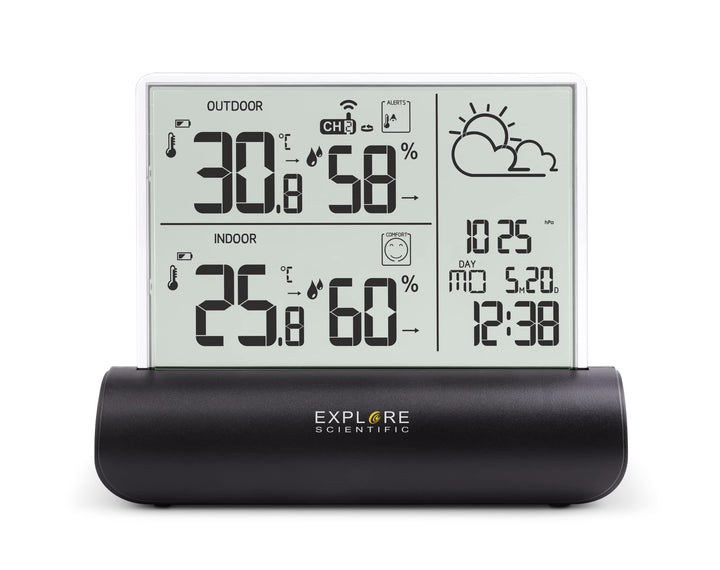 Explore Scientific WSH4501 Wetterstation mit Klarglas Display, barometrischer Druck, Temperatur und