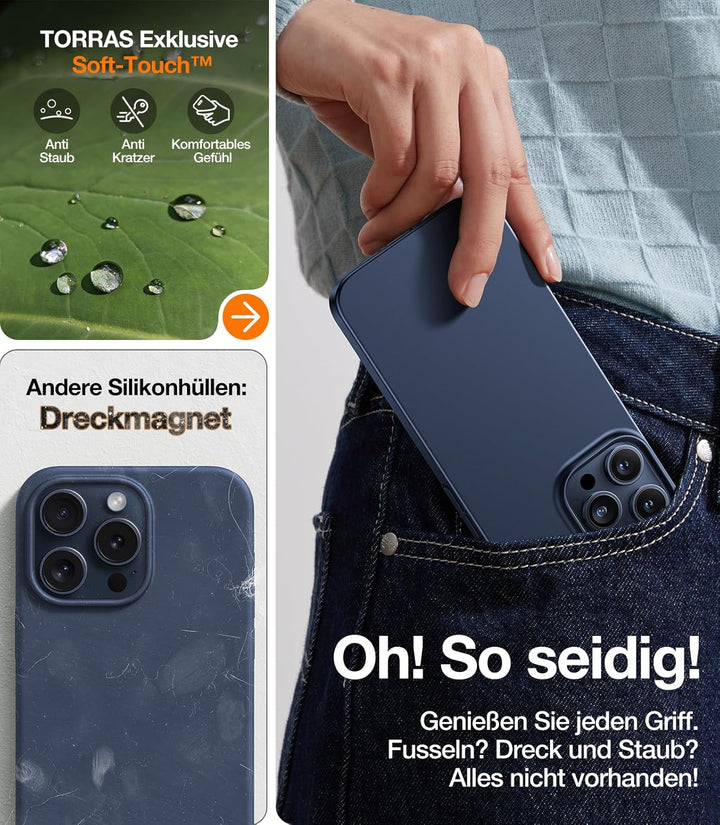 TORRAS Ultra Dünn für iPhone 15 Pro Hülle für MagSafe [Nr. 1 Magnetkraft] Extrem Stossfest Kratzfest