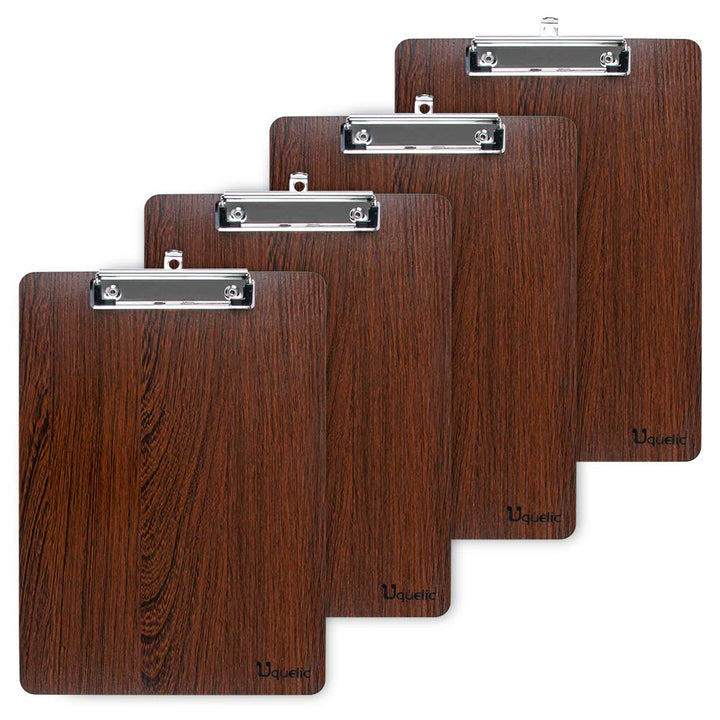 Uquelic Klemmbrett/Schreibbrett/Clipboard A4-4Pcs Klemmbretter A4 Eleganz Luxus Holzmaserung Abgerun