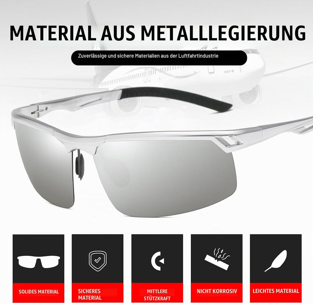 DUCO Sonnenbrille für Herren Retro Polarisierte Sonnenbrille Ultraleichte Sportbrille Al-Mg Metallra