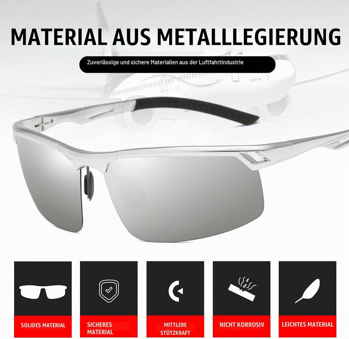 DUCO Sonnenbrille für Herren Retro Polarisierte Sonnenbrille Ultraleichte Sportbrille Al-Mg Metallra