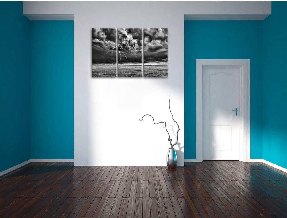 Pixxprint Gewitter über Meer als Leinwandbild/Grösse: 3 Teilig (120x80 cm) cm/Wandbild/Kunstdruck/fe