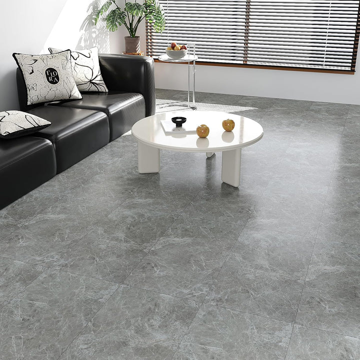 VEELIKE PVC Boden Marmor Grau Vintage Vinylboden Selbstklebend PVC Bodenbelag Marmoroptik Klebeflies