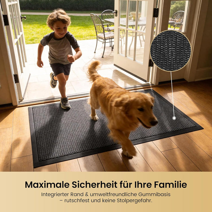 Fussmatte Aussen rutschfest 43.5x75cm, Abtreter Fussmatte Aussen wetterfest Schmutzfangmatte waschba