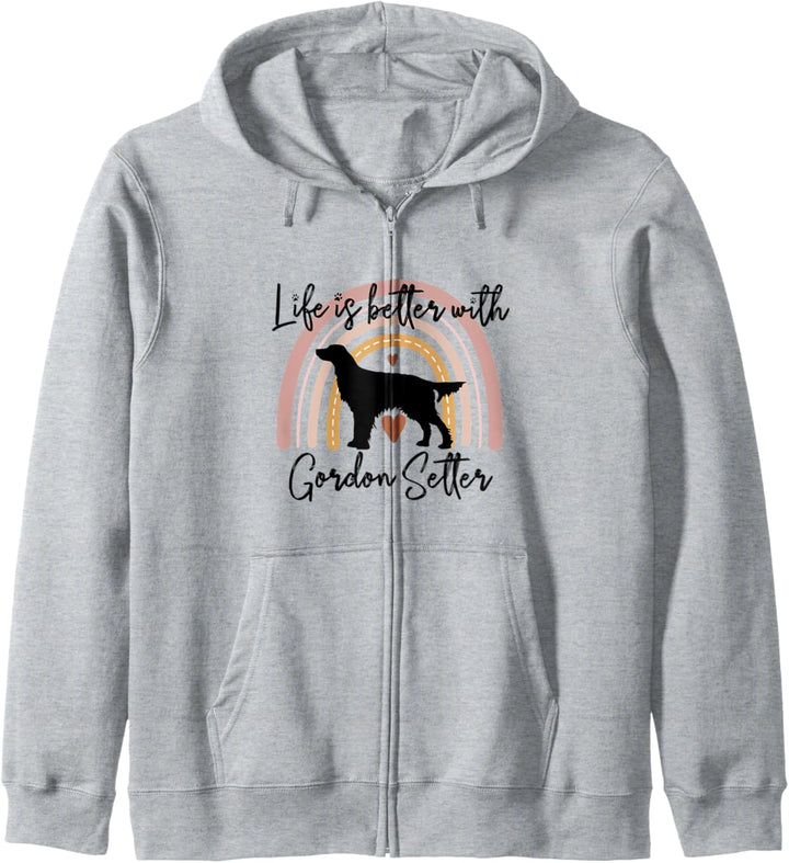 Life Better Gordon Setter Regenbogen-Hund Damen Kapuzenjacke