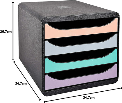 Exacompta 3104296D Premium Ablagebox mit 4 Schubladen für DIN A4+ Dokumente. Belastbare Schubladenbo