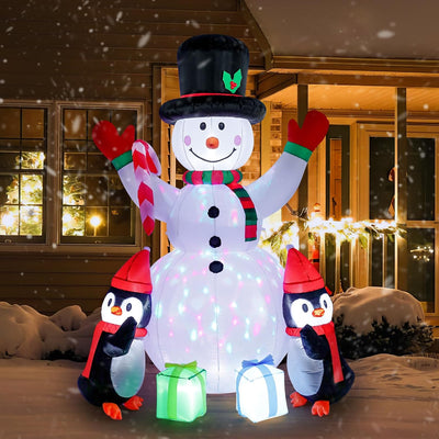 Lewondr Aufblasbare Weihnachtsdeko Aussen, 180cm Weihnachten Aufblasbarer Schneemann Beleuchtet Auss