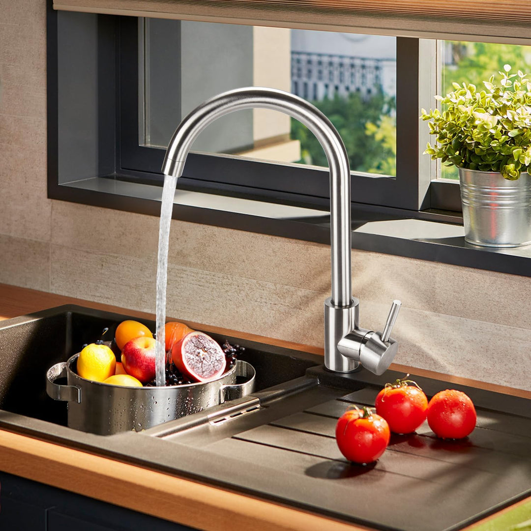 Wasserhahn Spültischarmatur Wasserhahn Küche 360° Drehbar Küchenarmatur aus Edelstah, Einstellbares