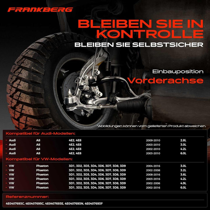 Frankberg Querlenker Radaufhängung Vorne Hinten Unten Links Kompatibel mit A8 4E 3.2L-6.0L 2003-2010