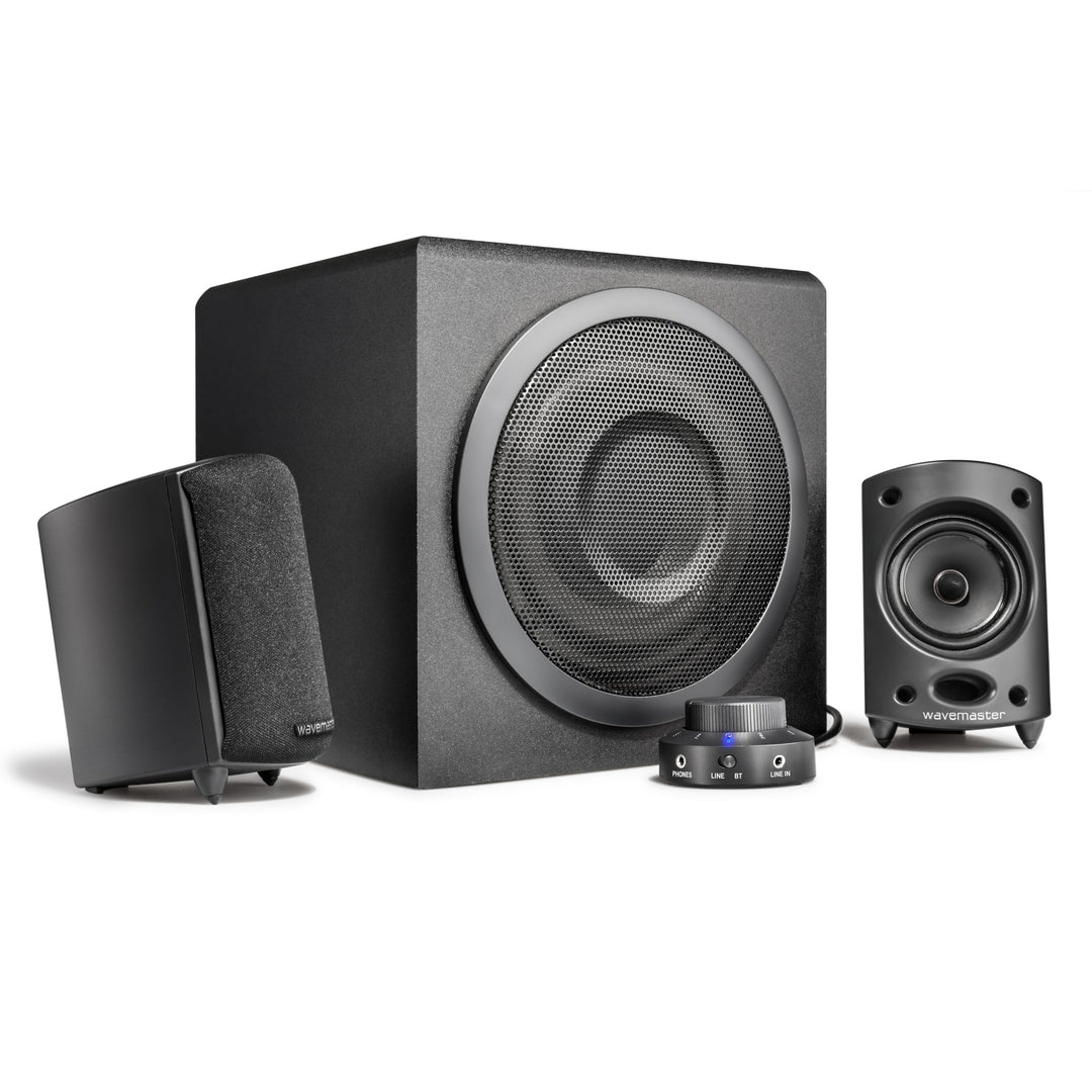 Wavemaster Moody BT 2.1 Lautsprecher System (65 Watt) mit Bluetooth-Streaming Aktiv-Boxen Nutzung fü