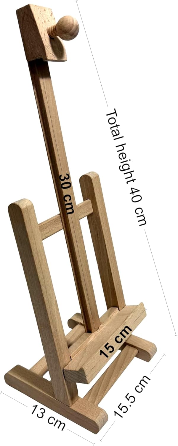 Wooden World – Holzstaffelei 40 cm – Verstellbare Tischstaffelei für Malerei und Präsentation – Stän