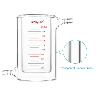 stonylab Glas Ummantelt Becher, 1 Packung Messbecher aus Borosilikatglas mit Flachem Boden und Doppe