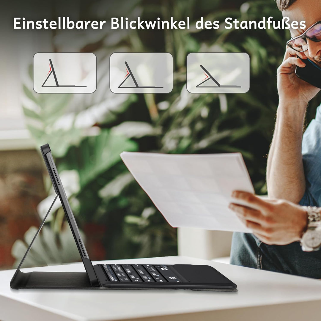 EasyAcc Tastatur Hülle Kompatibel mit Lenovo Tab P12 2023 12,7 Zoll mit Stifthalter, Tastatur Magnet