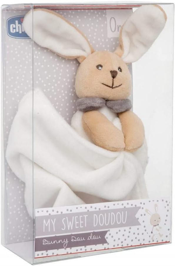 Chicco Häschchen Dou Dou Spielzeug, Schnuffeltuch Hase, weiches Velours Kaninchen geformt Puppet, Sc