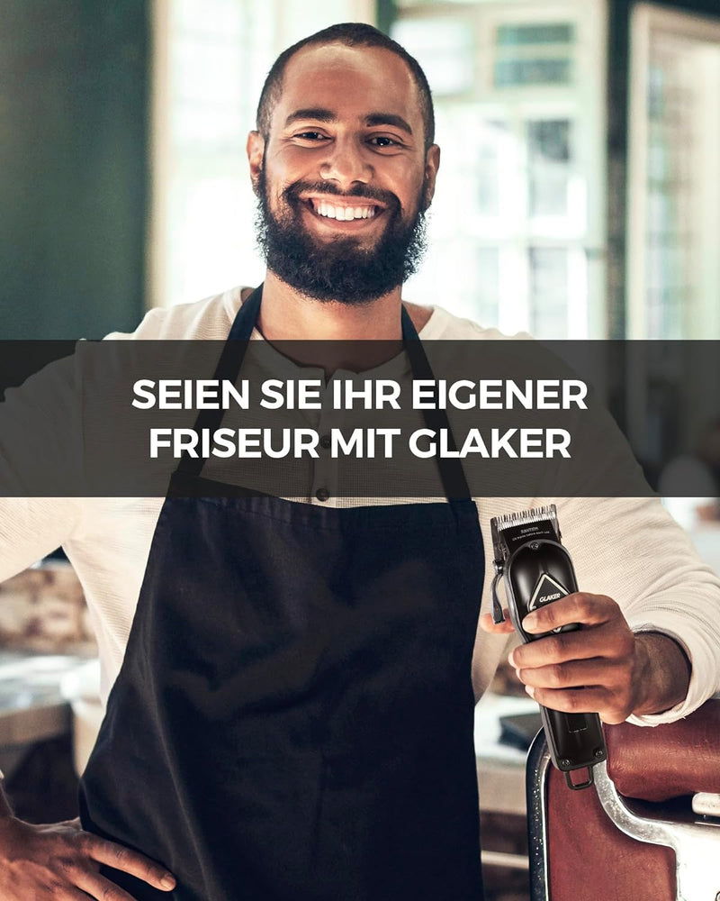 GLAKER Haarschneidemaschine für Herren + Haarschneider Kit, Akku-Friseur Professionelles Haarschneid