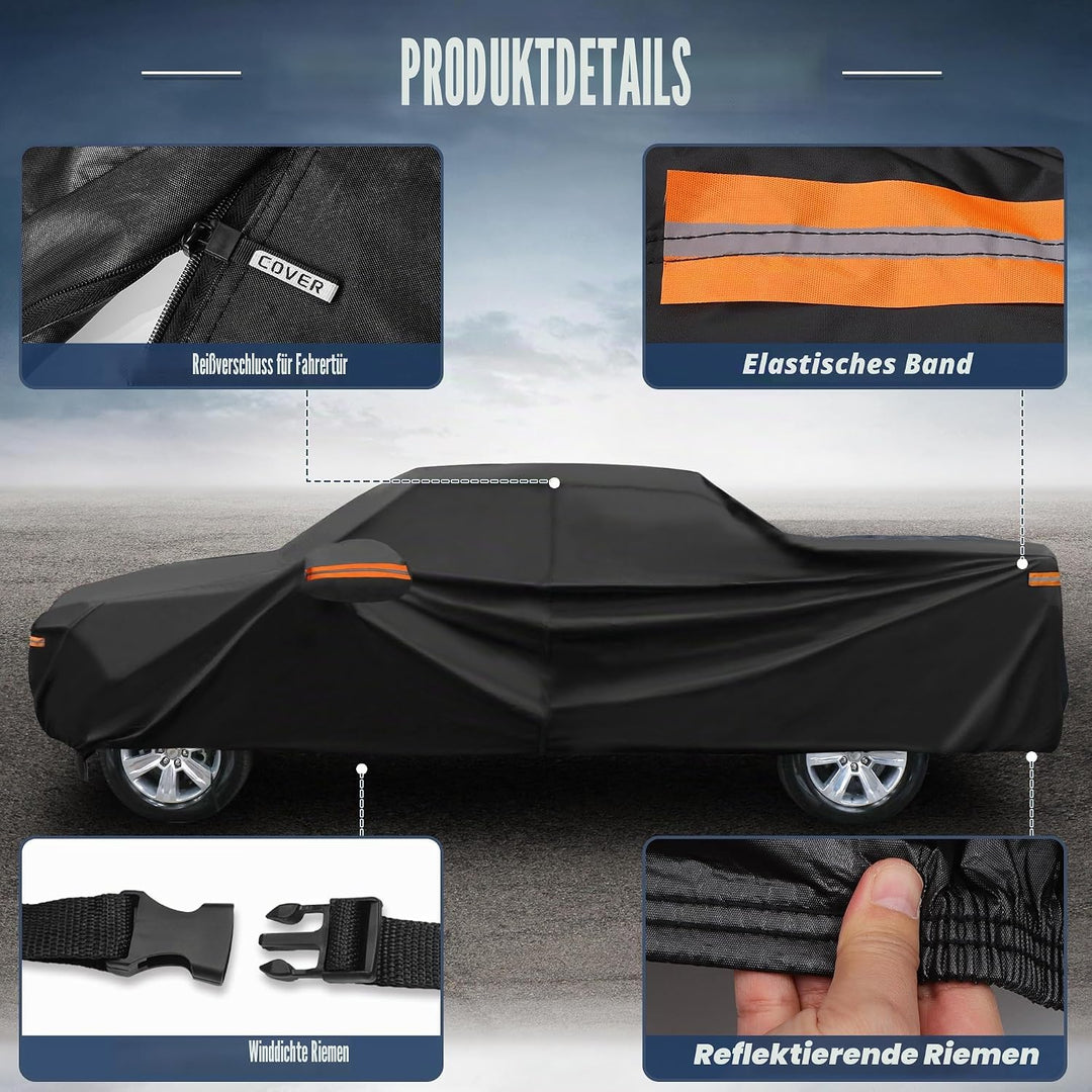 X Autohaux, Autoabdeckung für Dodge Ram Crew Cab aus 210D-PU für den Aussenbereich – vollständige Au