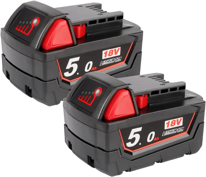 2X Powarobor M18B5 18V 5,0Ah Ersatzakku für Milwaukee M18 18Volt Akku 48-11-1860