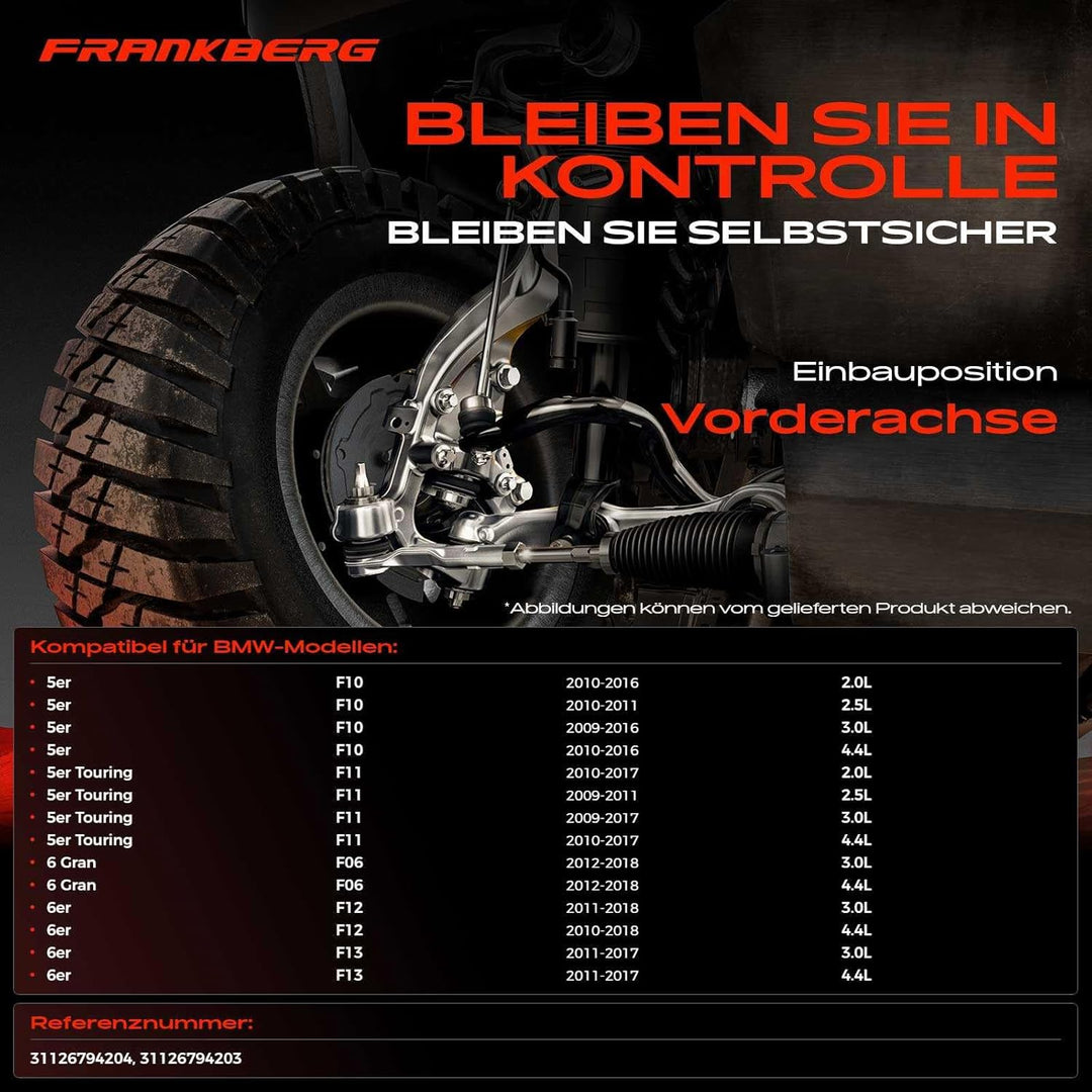 Frankberg 2x Querlenker Vorderachse Rechts und Links Hinten Unten Kompatibel mit 5er F10 F18 2009-20