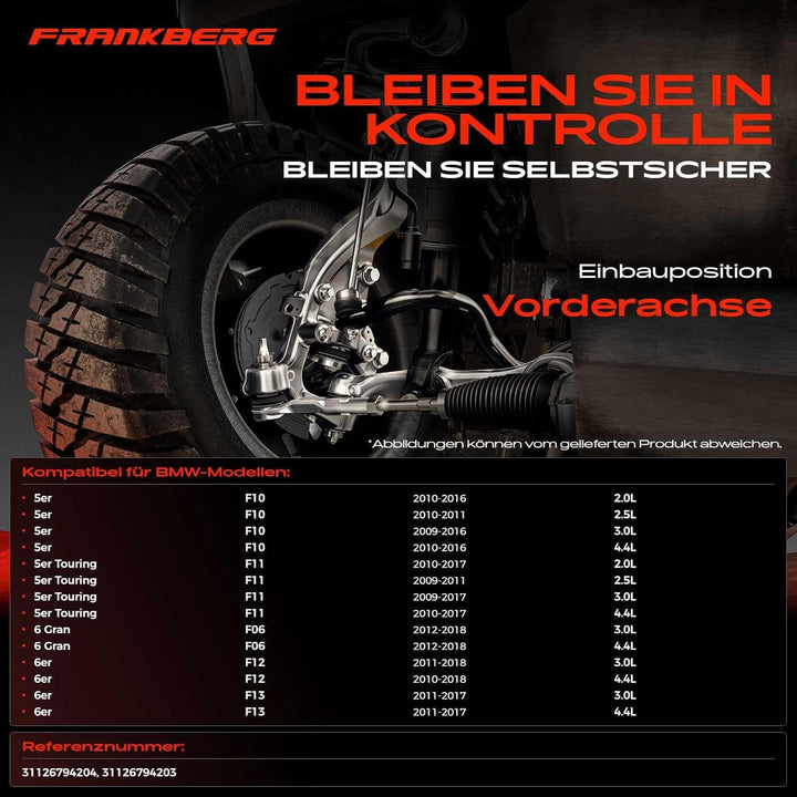 Frankberg 2x Querlenker Vorderachse Rechts und Links Hinten Unten Kompatibel mit 5er F10 F18 2009-20