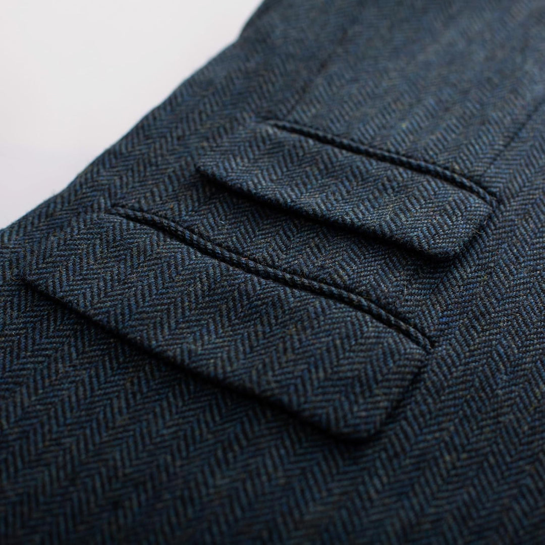 PJ PAUL JONES Sakko Herren Vintage British Blazer 2 Knöpfe Business Anzugjacke Tweed Sakko S Dunkelb