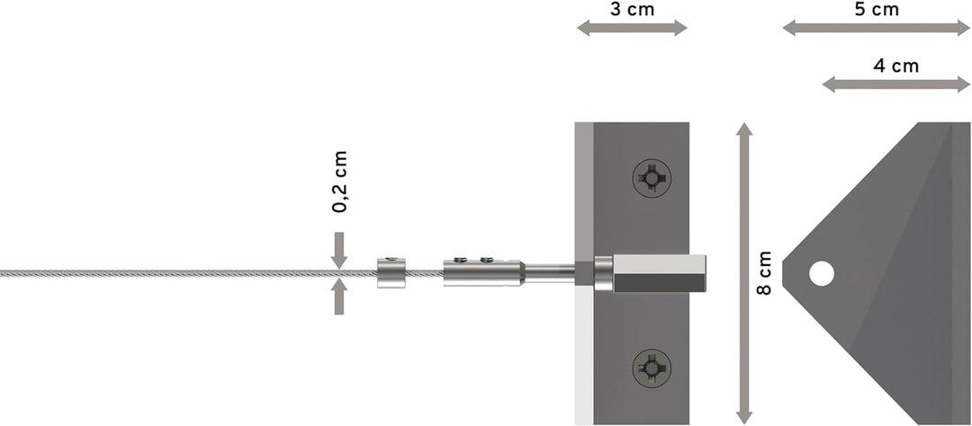 INTERDECO Seilspanngarnituren (2 Sets), Seilgarnituren, verchromt, Modo, inkl. 5 Meter Gardinenseil