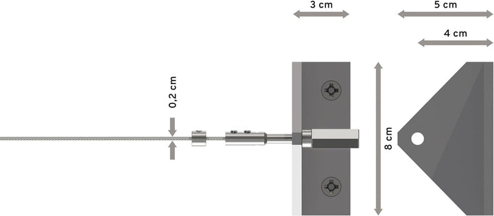 INTERDECO Seilspanngarnituren (2 Sets), Seilgarnituren, verchromt, Modo, inkl. 5 Meter Gardinenseil