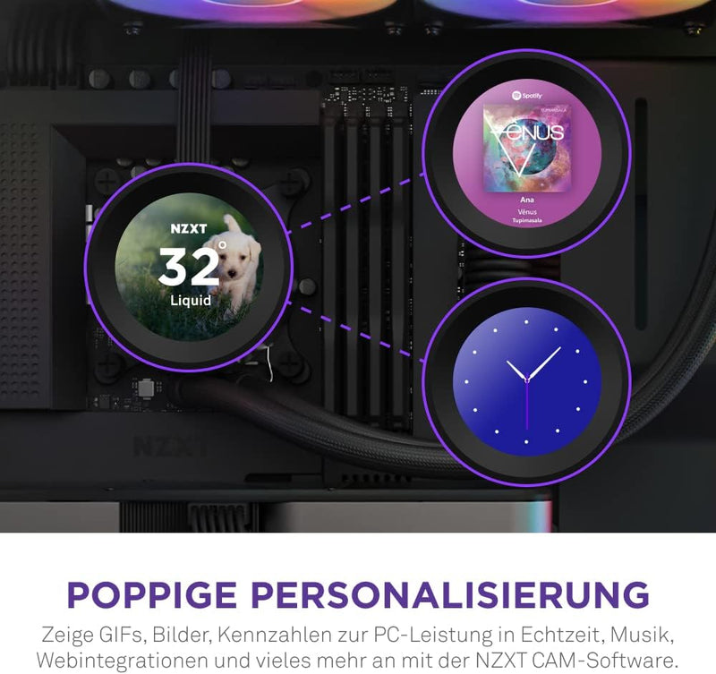 NZXT Kraken Elite 240 RGB - RL-KR24E-B1-240mm AIO CPU Wasserkühlung - 2,36" LCD Display 640x640-2x12