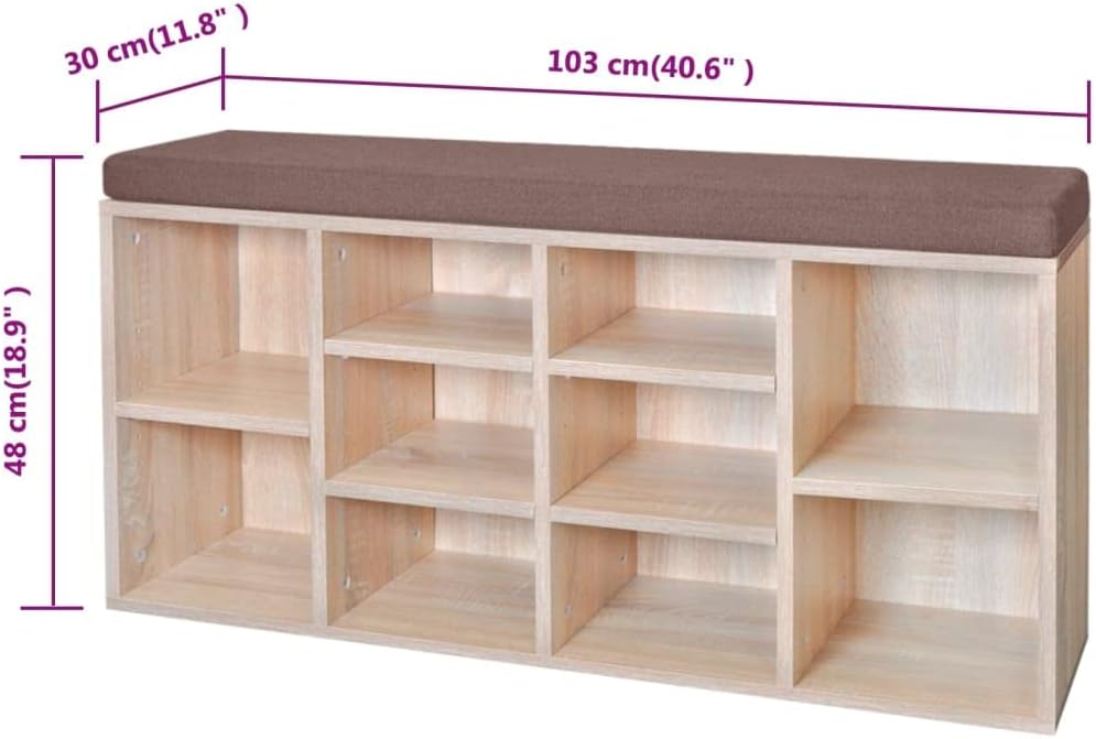 vidaXL Schuhschrank 10 Fächer Schuhbank Schrank Bank Schuhablage Sitzbank Braun, Braun