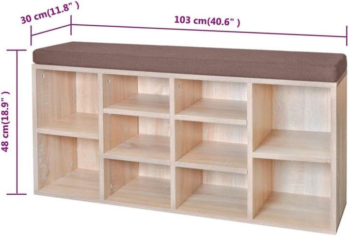 vidaXL Schuhschrank 10 Fächer Schuhbank Schrank Bank Schuhablage Sitzbank Braun, Braun