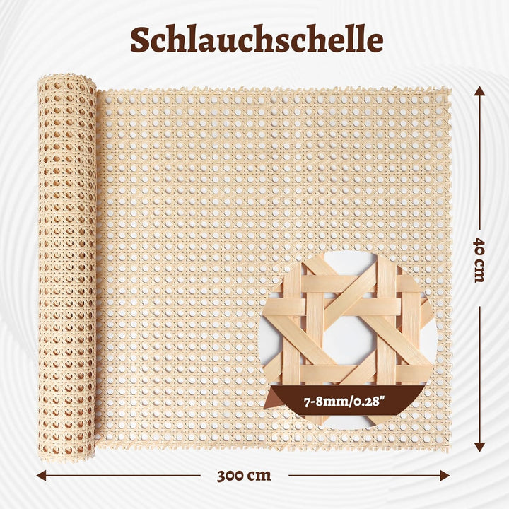 Wiener Geflecht 40x300 CM, Wasserdicht PE Rattan Gurtband, Schimmelfest Handgemachtes Rattan Möbelde