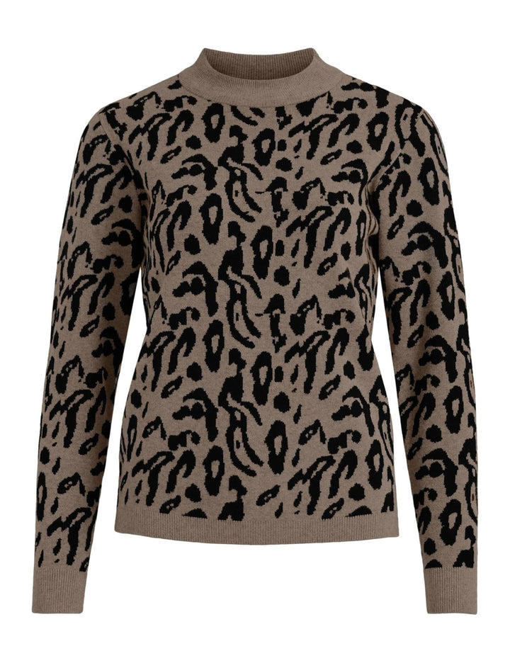 Object Damen Objray L/S Knit Pullover AOP Noos Strickpullover M Fossil 2, M Fossil 2