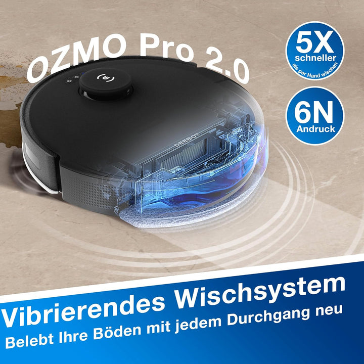 ECOVACS DEEBOT N20 PRO Plus Saugroboter mit Wischfunktion, Automatischer Entleerung Station, 8000Pa
