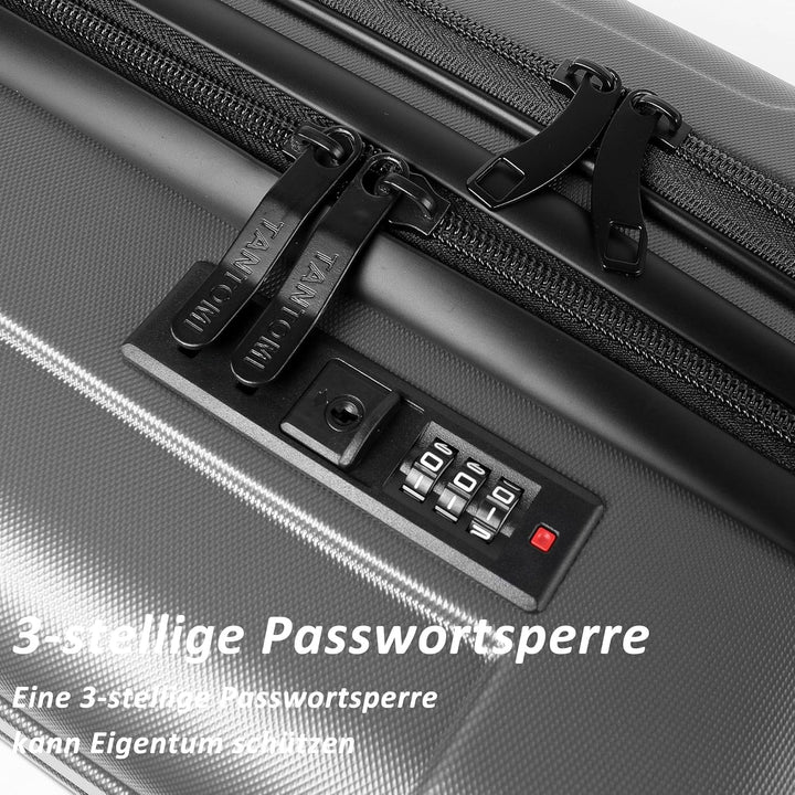 TANTOMI Handgepäck Koffer mit Laptopfach Erweiterbar, Hartschalenkoffer mit Zahlenschloss, Reisekoff