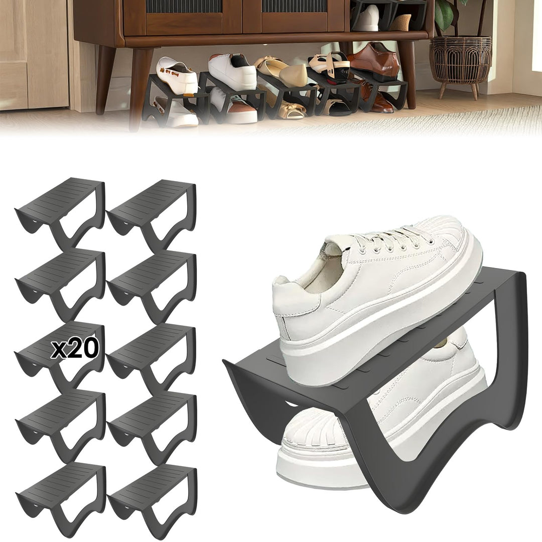 20 Stück rutschfest Schuhschlitz Organizer, Doppelschicht Schuhhalter, Schuhorganizer Schuhstapler a