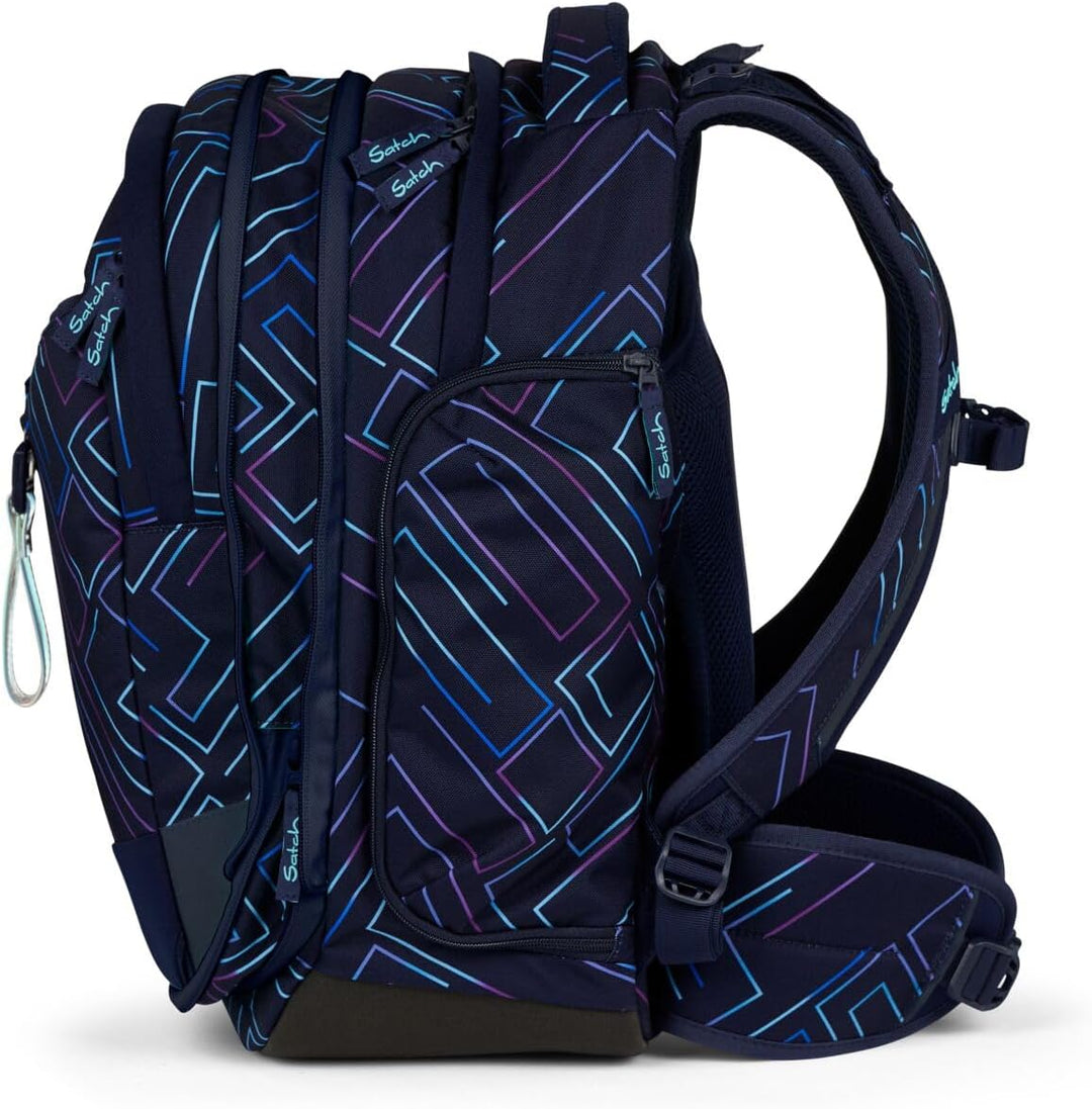 Satch Match Schulrucksack Set 3tlg. (Purple Laser) inkl. Schlamperbox und Sporttasche, Purple Laser