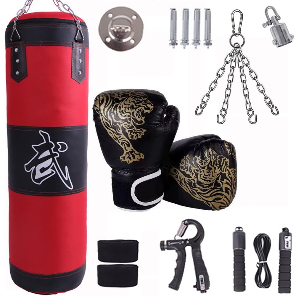 Boxsack Hängend, 15-in-1 Heavy Duty Boxsack, PU-Material Mit dickerer Kette kann 360° gedreht werden