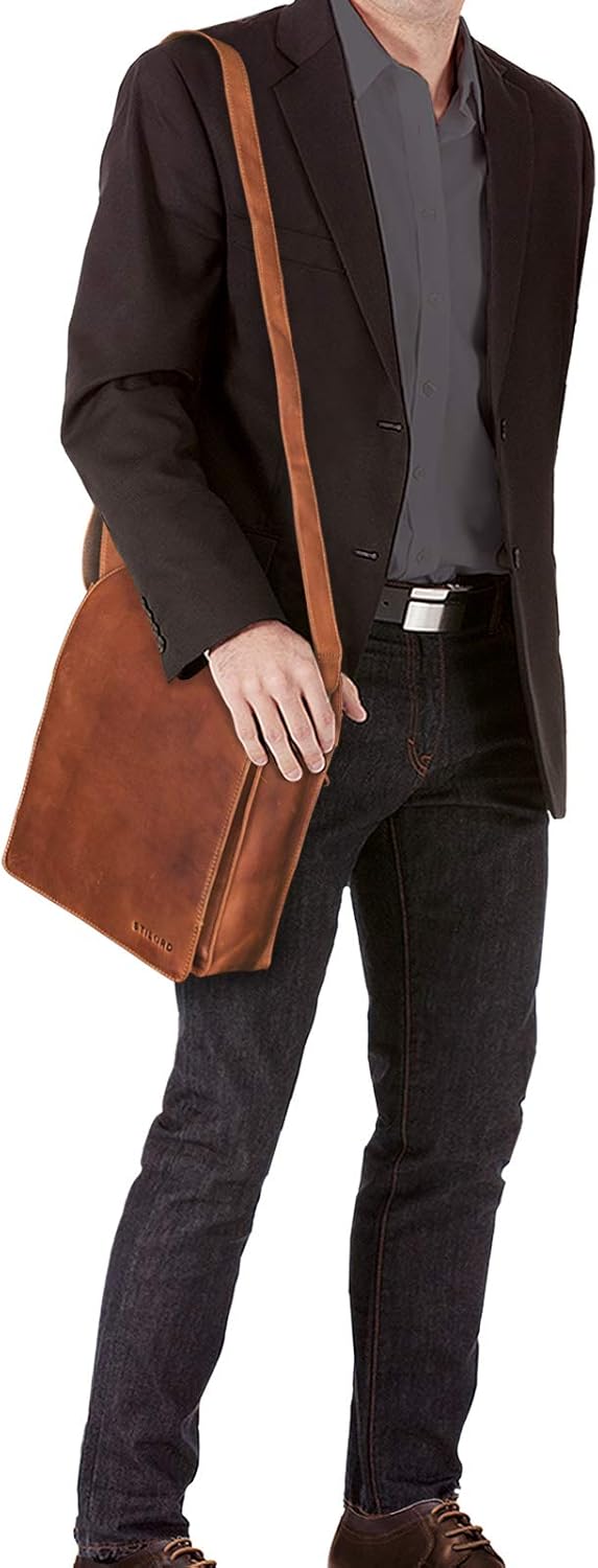 STILORD 'Lars' Vintage Umhängetasche Leder Herren für 13,3 Zoll Tablet MacBooks und iPad Schultertas