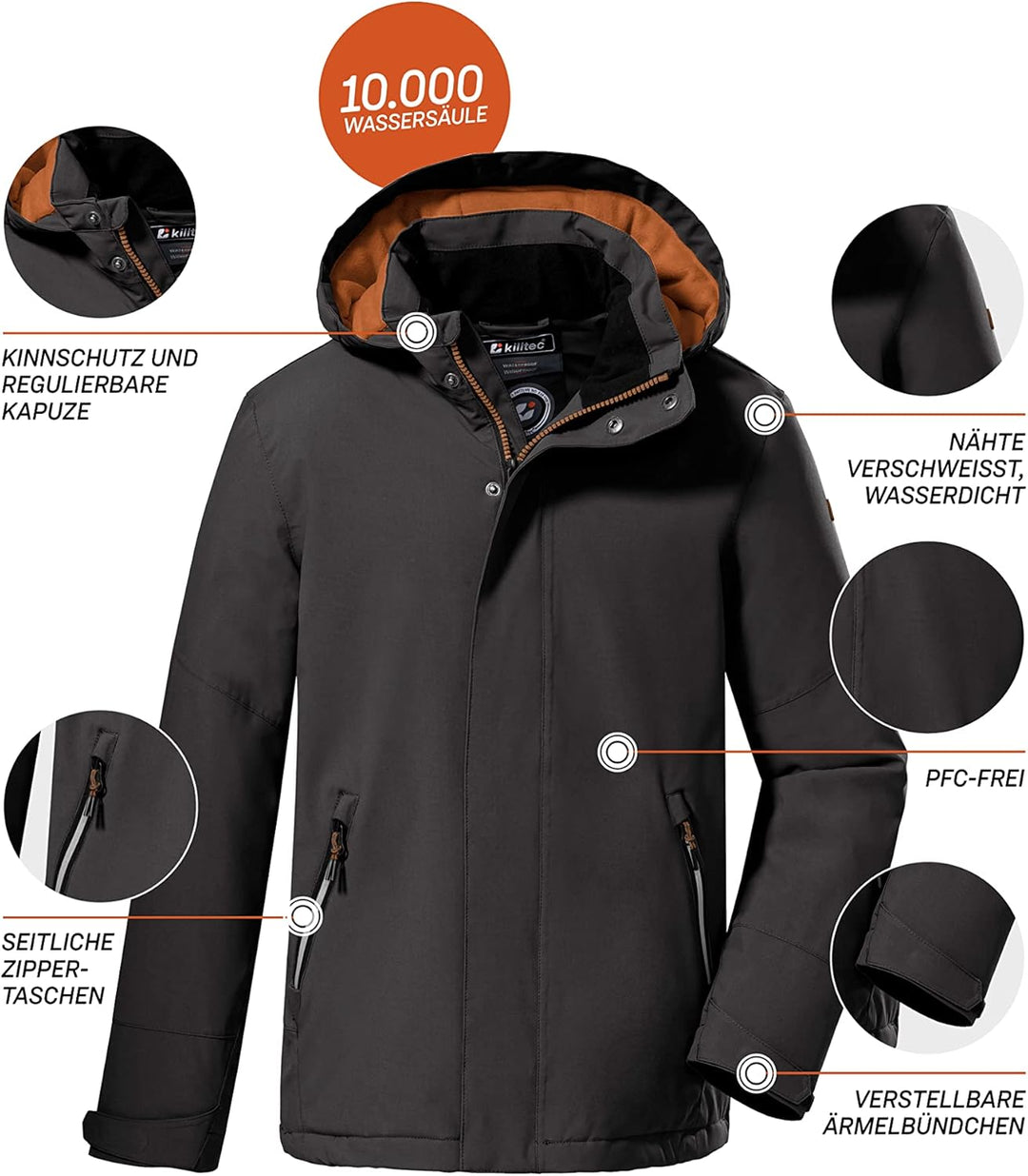 Killtec Jungen Kow 206 Bys Jckt Outdoorjacke/Funktionsjacke mit Kapuze 116 Schwarz, 116 Schwarz