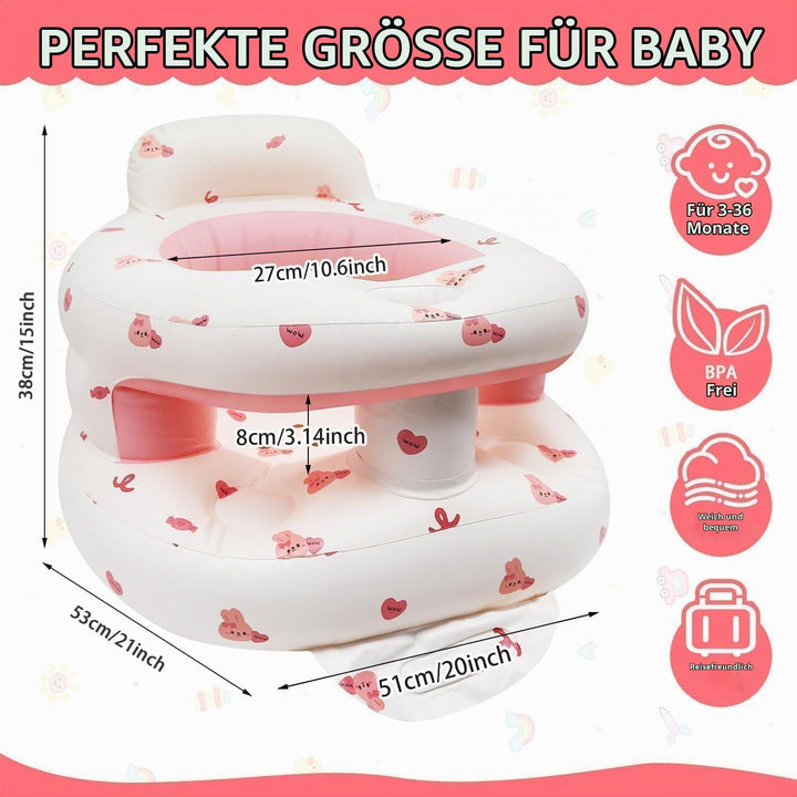 Aufblasbarer Sitz Baby für Babys ab 3-36 Monaten, Faltbarer Aufblasbarer Inflatable Baby Seat mit In